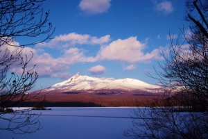 真白な雪に染まった駒ケ岳です