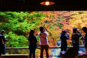 茶店からの紅葉景色「絵画風」