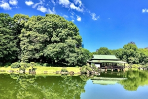 茶室を目の前に