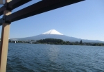 河口湖遊覧船から見る富士山