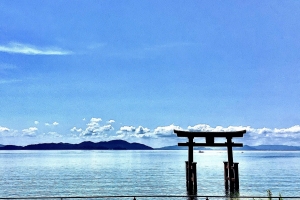 展望台からの湖中鳥居です